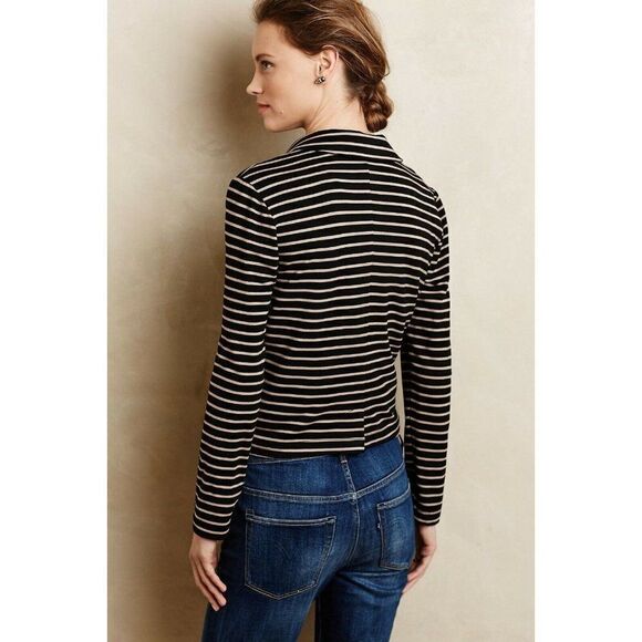 Anthropologie Dolan Shadow Band Ponte Knit Open Cropped Blazer Medium Black - Picture 5 of 9